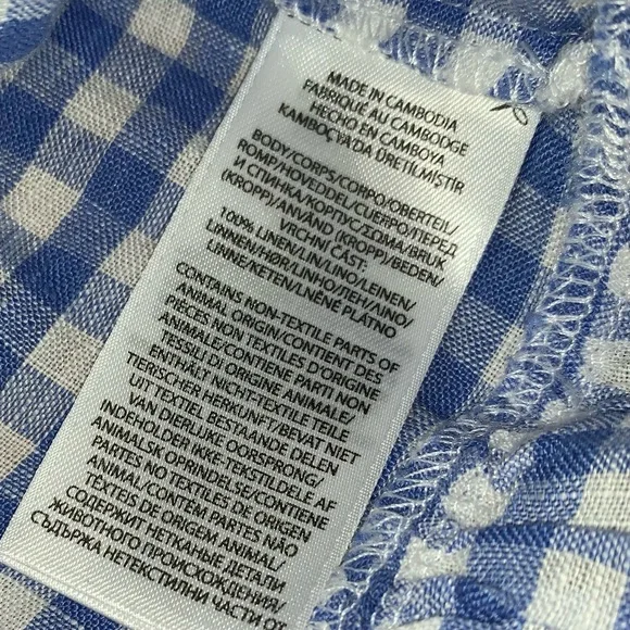 NEW POLO Ralph Lauren Blue Gingham Linen Skirt Tiered - Picture 9 of 13